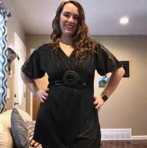 Black and gold long dress shirt